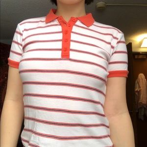 90s vibe orange striped polo